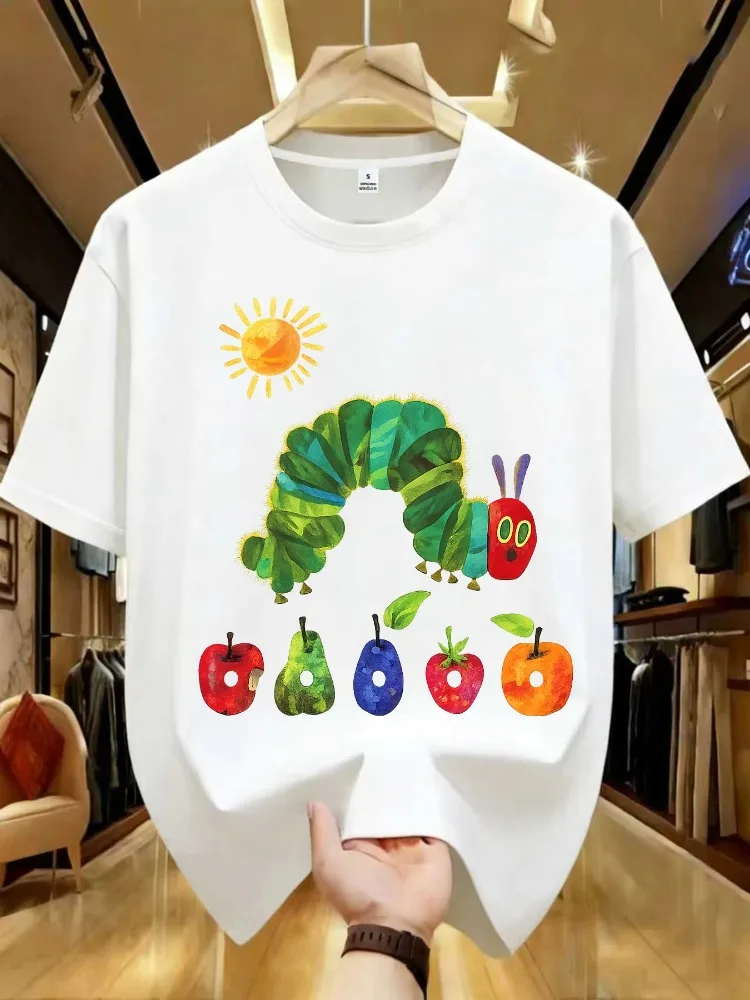 The Very Hungry Caterpillar Printed T-shirt Tops Hungry Caterpillar Cute Tops Men Women Summer All-Match Fashion Cotton Tshirt