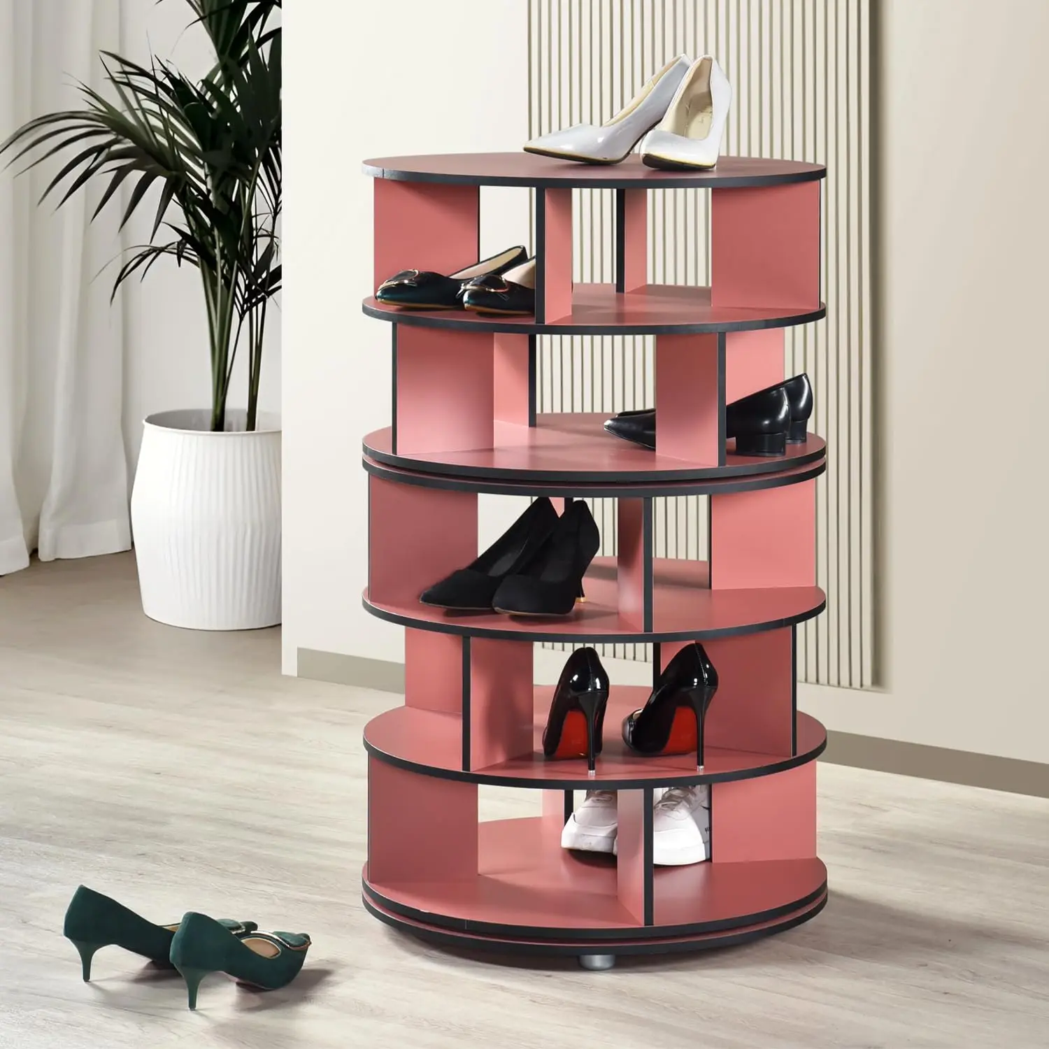 5-Tier Rotating Shoe Rack Tower 360° Spinning Storage Organizer for Closet Entryway Bedroom Hallway, Customized