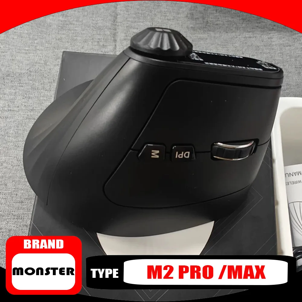 Monster M2 MAX PRO Gaming Mouse Screen Dual Mode DPI Lightweight Ergonomic Custom Vertical Wireless Mouse Pc Accessories