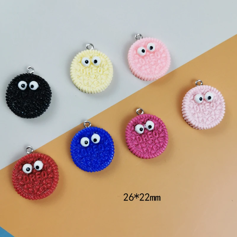 Mix 10pcs/pack Biscuits Cookies With Eyes Resin Charms DIY Craft Bracelet Earring Jewelry Finding Handmade