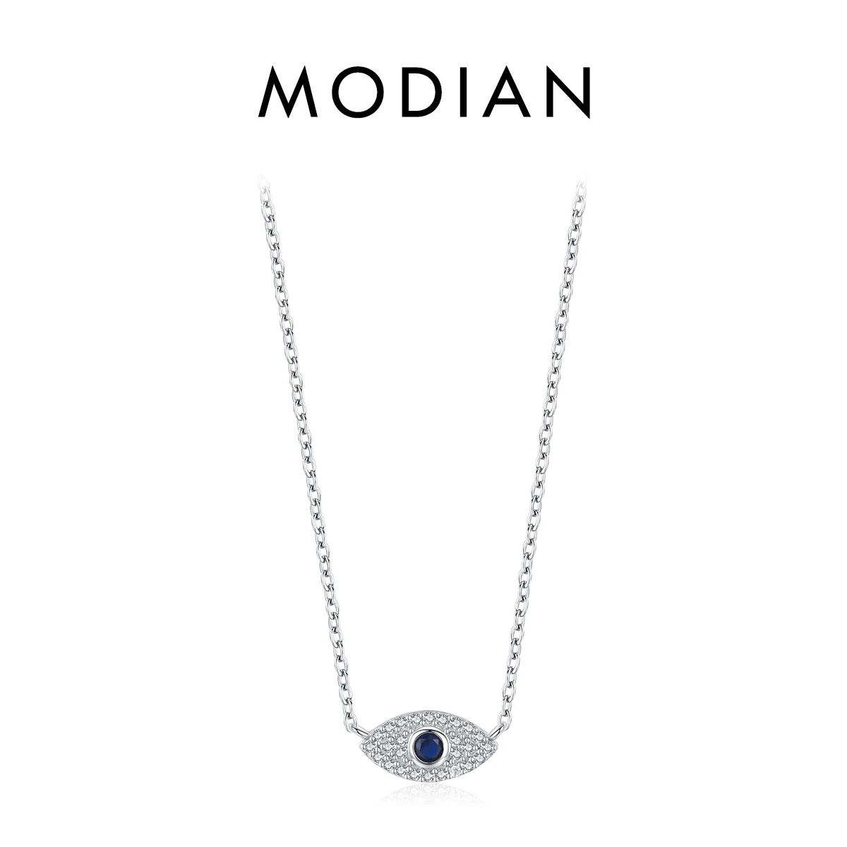 MODIAN Halskette aus 925er-Sterlingsilber, sexy Wimpern, der Hand von Fatima, türkisfarbener Anhänger, glückliches blaues Auge, Halskette für Frauen, edler Schmuck, Geschenk