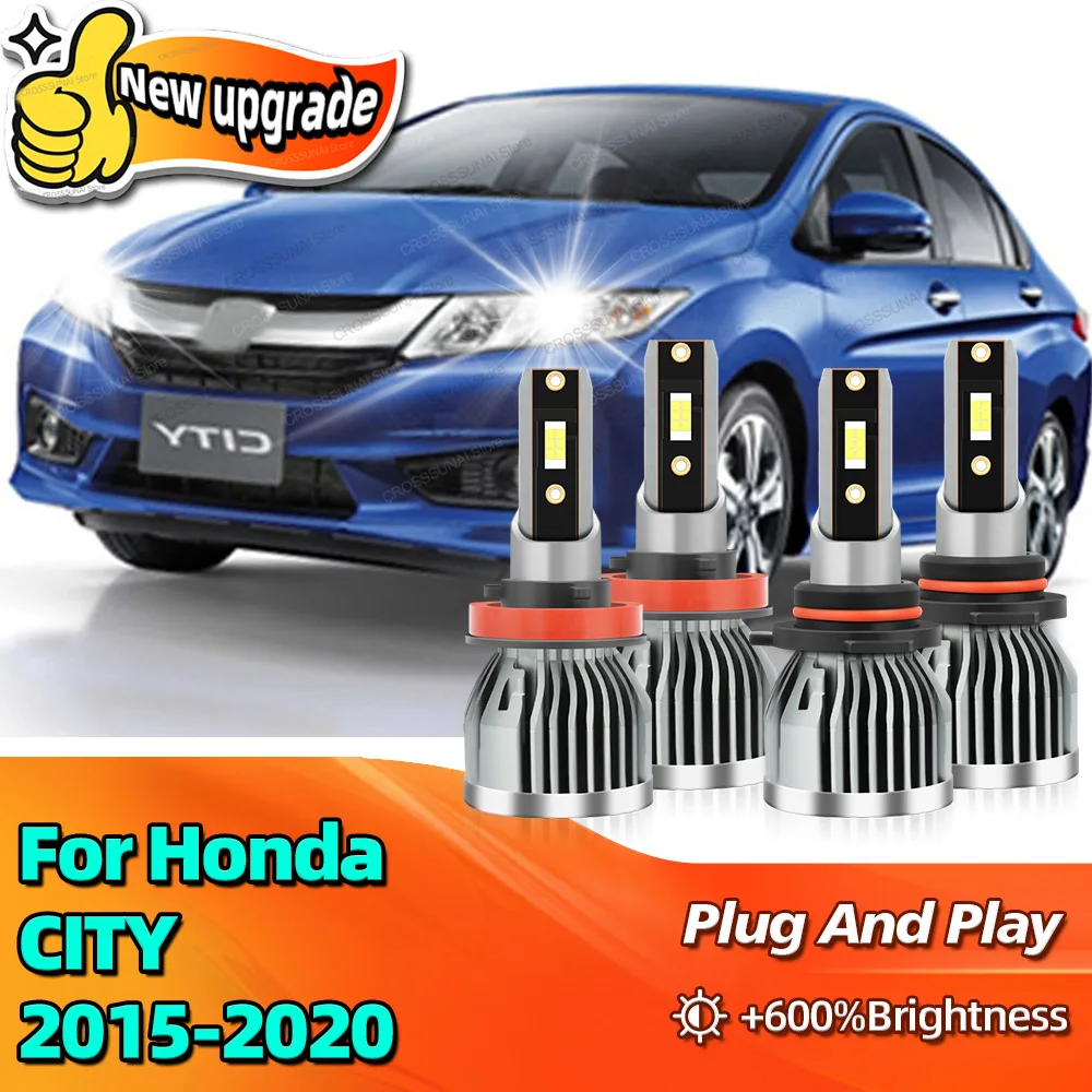 

2/4Pcs LED Light Canbus Car Headlight Auto Bulbs For Honda CITY 2015 2016 2017 2018 2019 2020 6000K HB3 H11 Lamp 30000LM