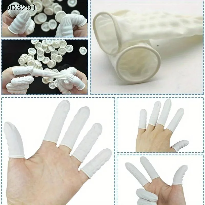 80/200PCS Wear-Resistant Highly Elastic Latex Finger Cots Rubber Finger Protector Covers Electronic Medical Protection〔DD329〕