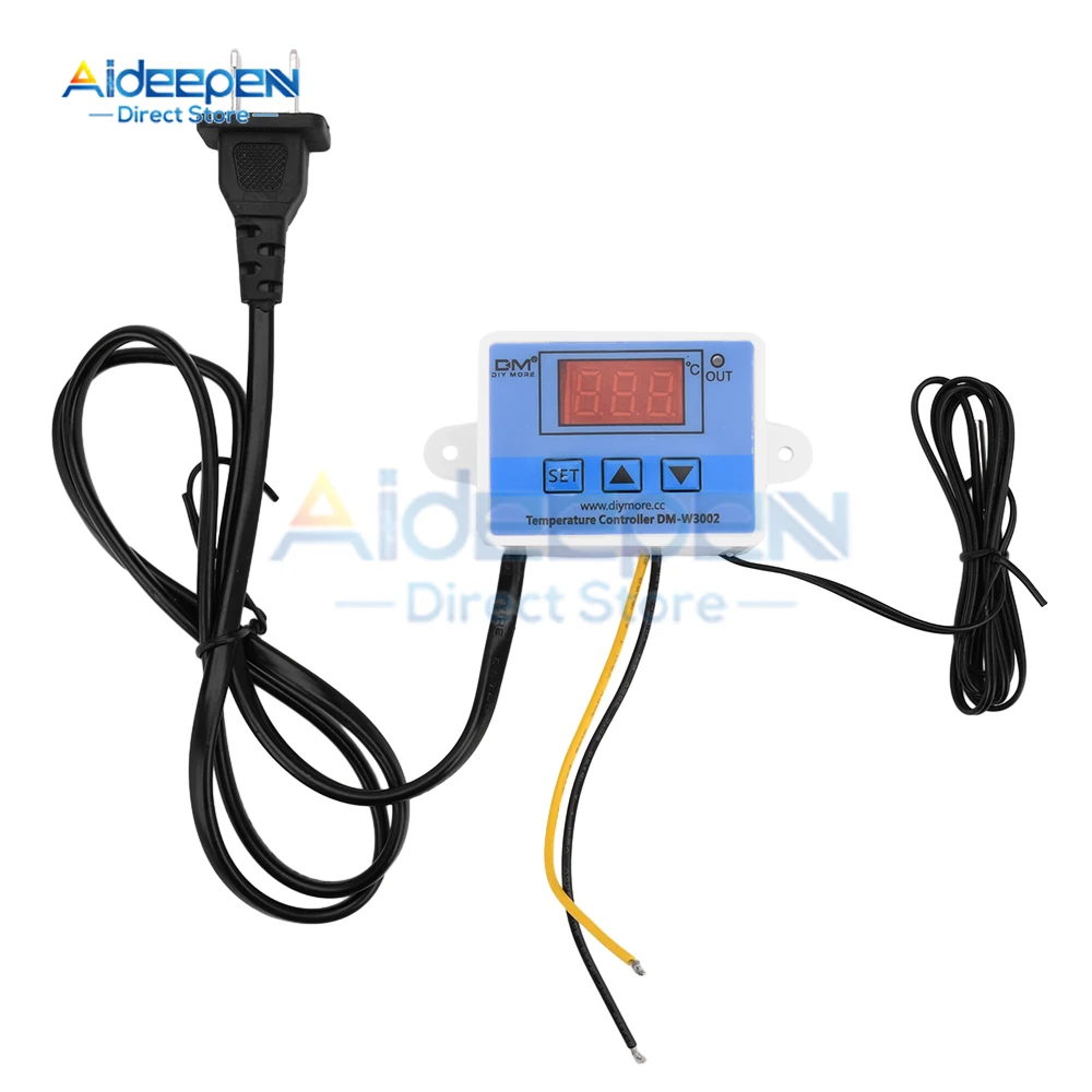 DM-W3002 Temperature Controller AC 110V LED Digital Control Thermostat Microcomputer Switch Thermoregulator Sensor With US Plug