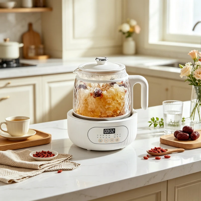 1500ml Health Tea Maker 800W Glass Electric Kettle Constant Temperature Multi Function Stewing Pot for Home Kitchen 티메이커