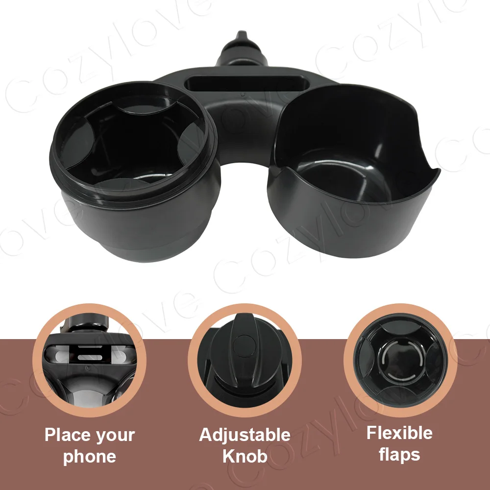 2-in-1 Stroller Snack Tray with Cup Holder, Features Non-Slip Surface & One-Button Release for Most Strollers