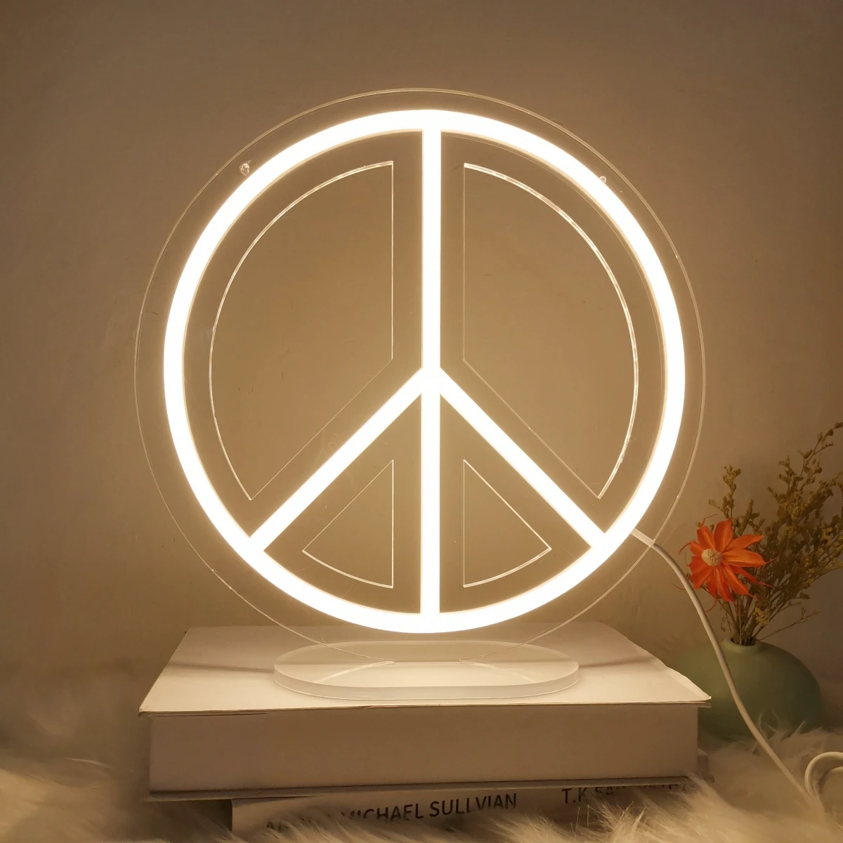 LED Peace Neon Sign Reflects People's Best Wishes Better Together Peace 12 inches USB Powered Peace Symbol Light