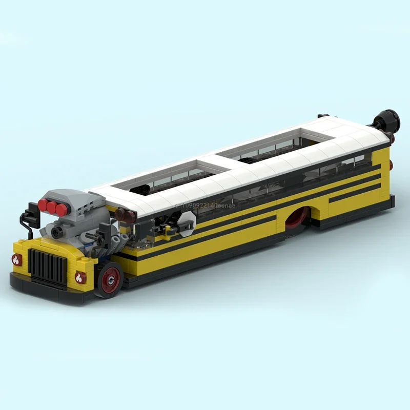 

Moc City Car Yellow Passenger School Bus Education Express Single-Deck Public Car Model Building Blocks DIY Toys For Boys Gifts