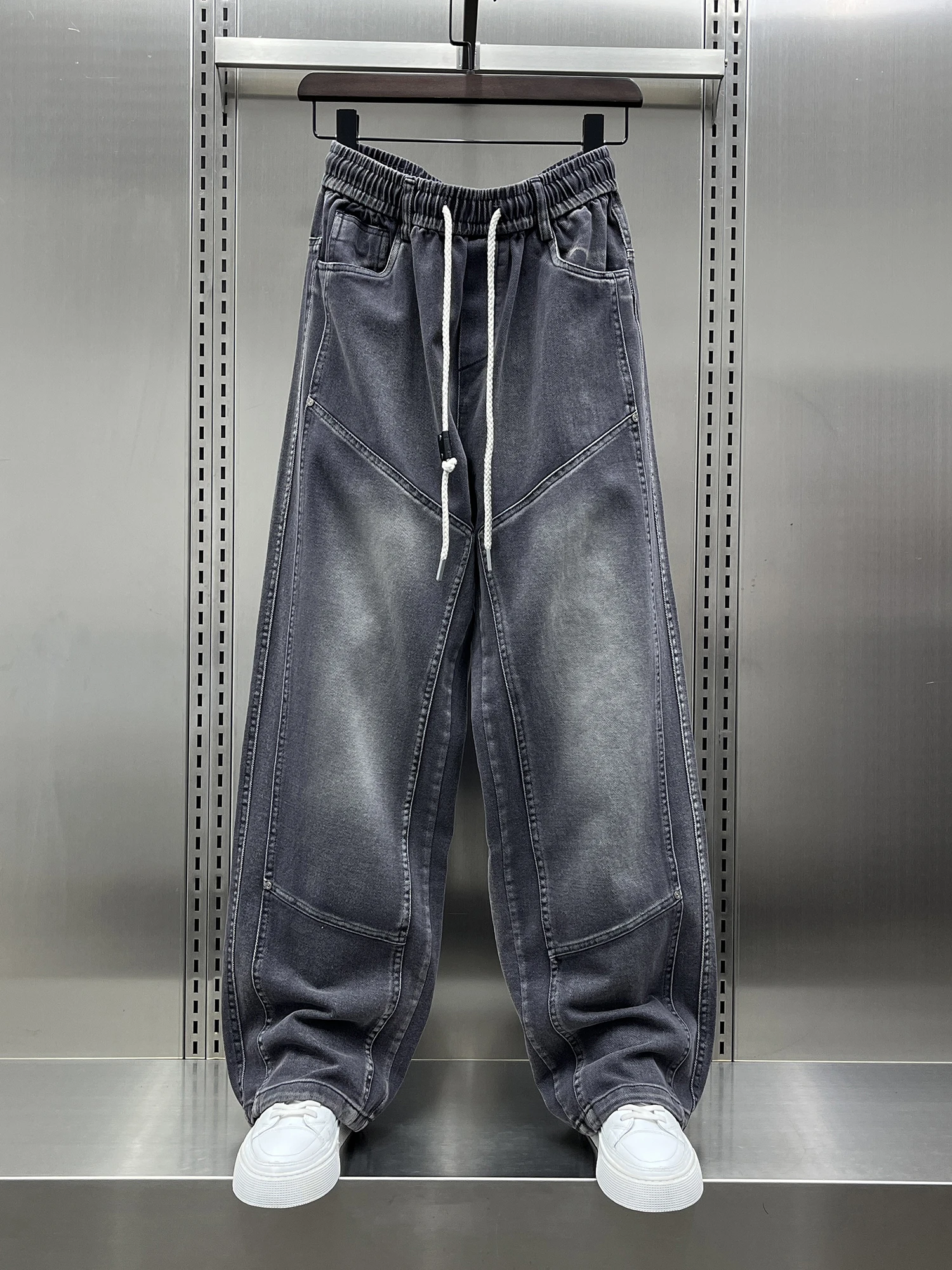 

American Sle Retro Patchwork Straight Leg Casual Pants Men's Spring Autumn New Trendy Loose Elastic Waist Workwear