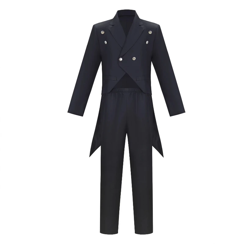 

Tuxedo Medieval Costume Coat Pants for Men Black Palace Tailcoat Punk Style Halloween Stage Performance Jackets Suits
