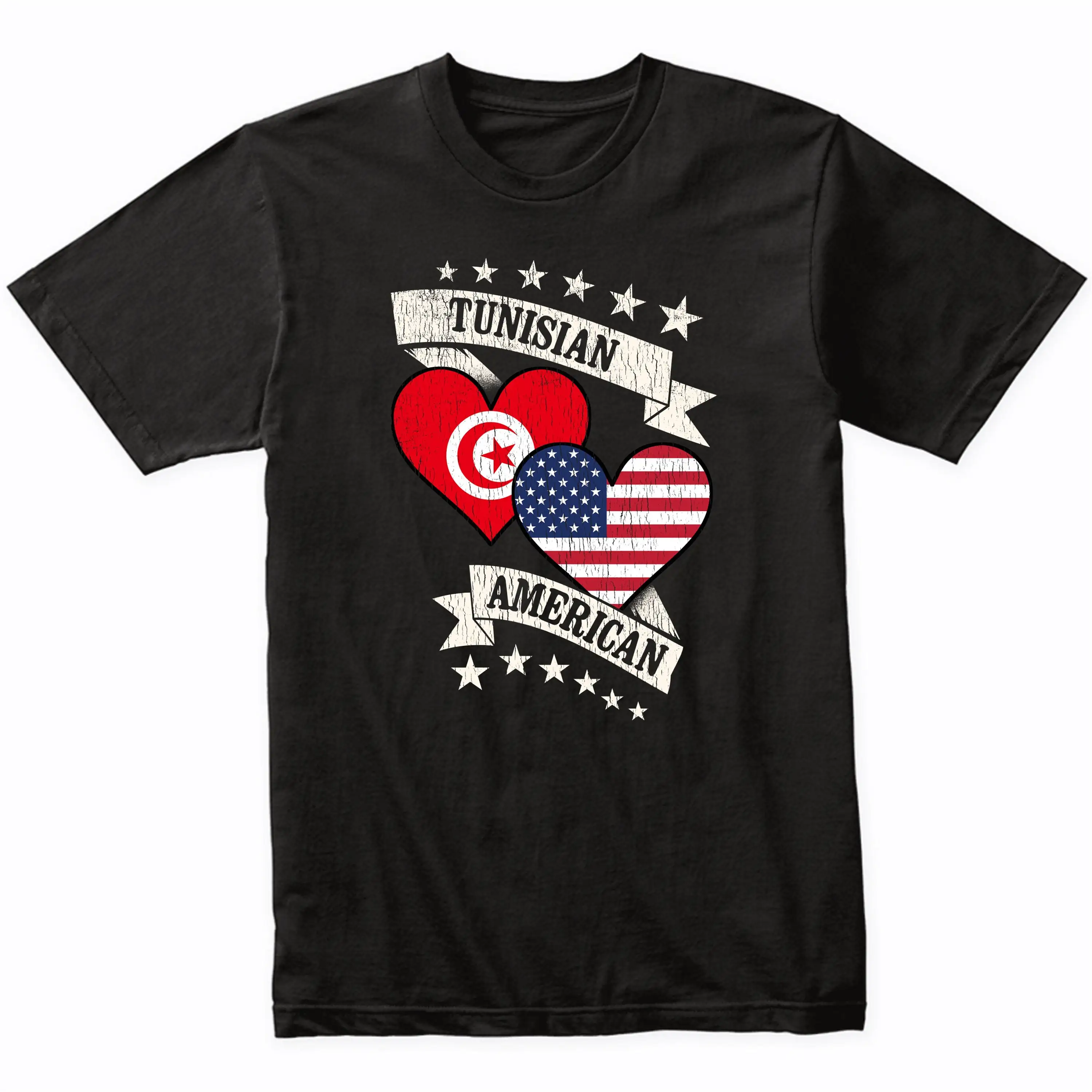 Tunisian American Heart Flags Tunisia USA T Shirt Idea Flag