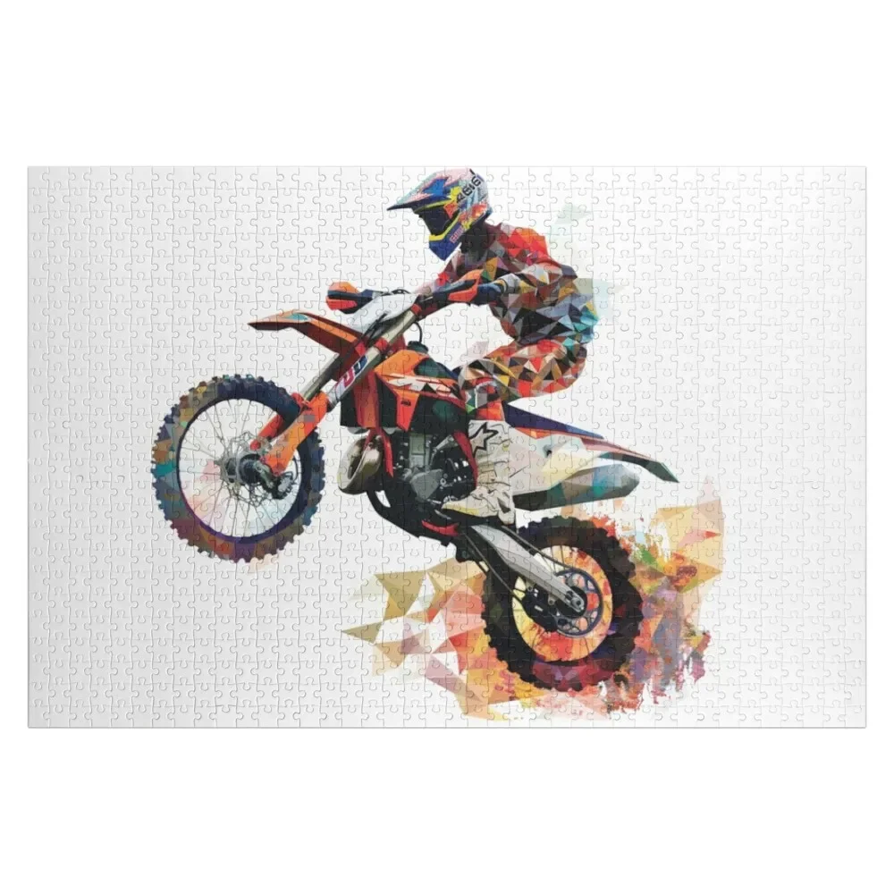 

Motocross rider performing jump geometric patterns Active Outdoors Inspired Art Jigsaw Puzzle Personalised Puzzle