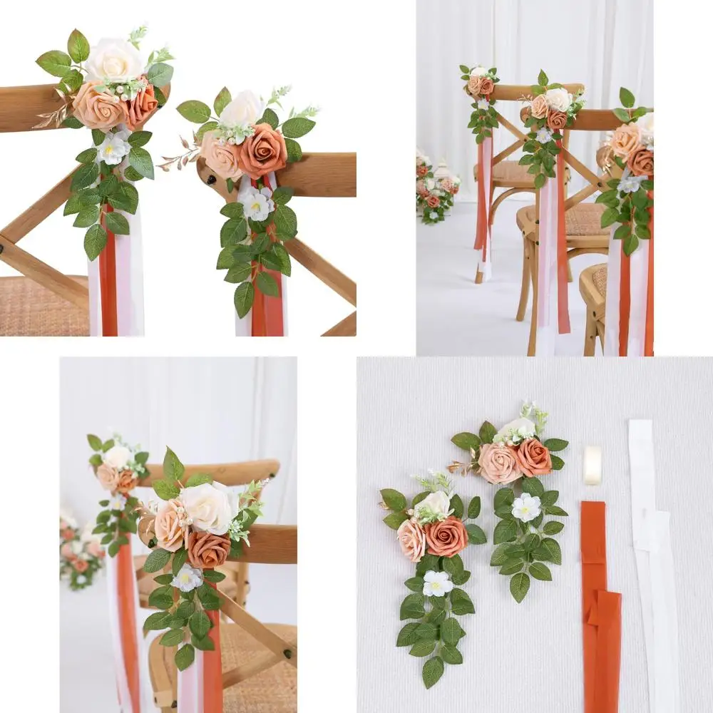 

Elegant Terracotta Pot Chair Arrangements for Wedding Aisle and Church Pew Floral Decorations