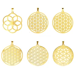 EUEAVAN 1pc Stainless Steel Flower of Life Pendant for Necklace DIY Charms Necklace Earrings Bracelet Jewelry Making Supplies