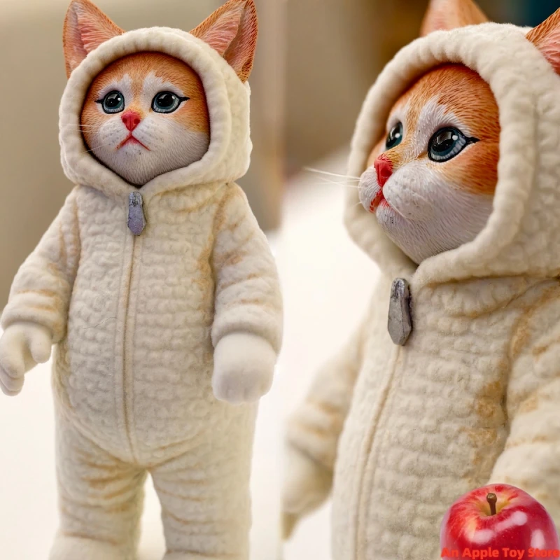 

JXK 1/6 Scale Simulation Animal Model Cute Sweater Wearing Cat Figurine Desktop Ornament Trendy Toy Gift