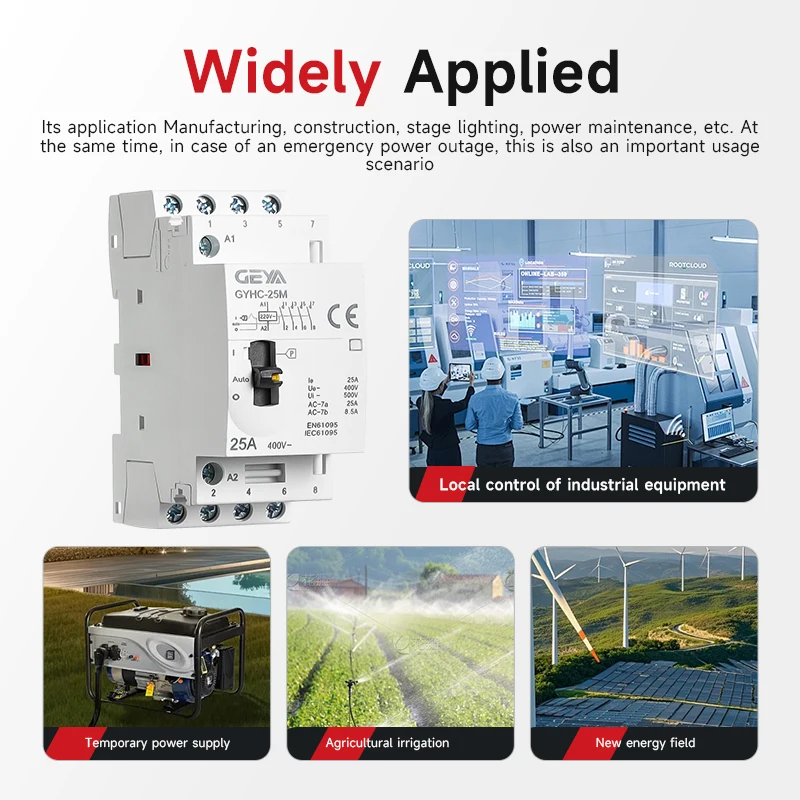 GEYA Manual Type AC Contactor 2P 25A 2NC OR 2NO 220V Manual Control Household Contactor Din Rail Type