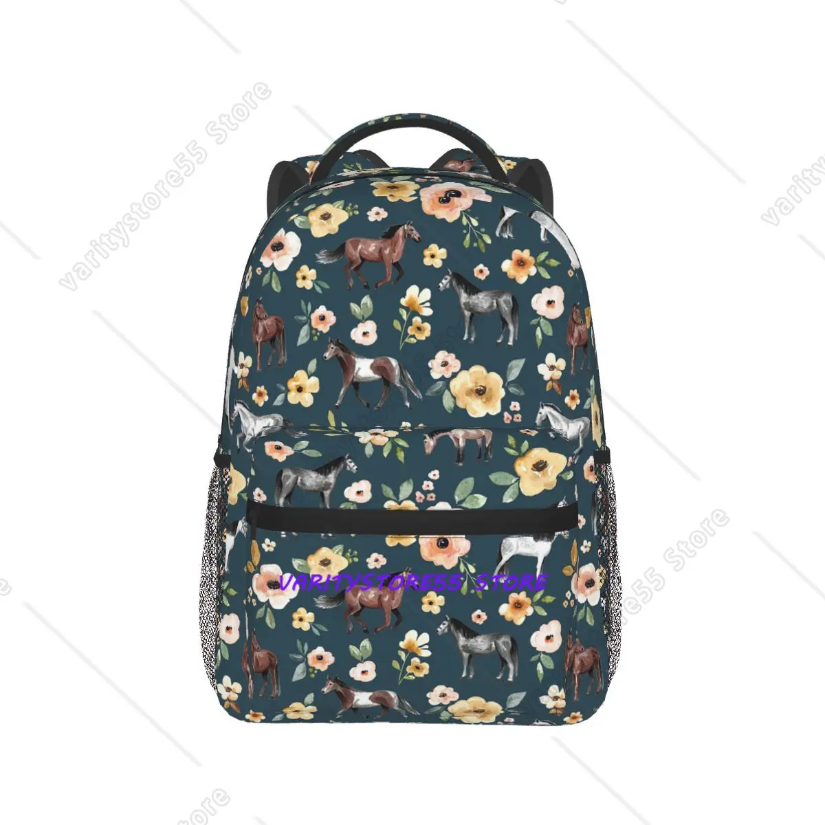Horses Floral Horse Breeds Farm Animal Pets Backpack Hot Sale Daypack Boys Girls BookBag School Bag Shoulder Bags for Men Women