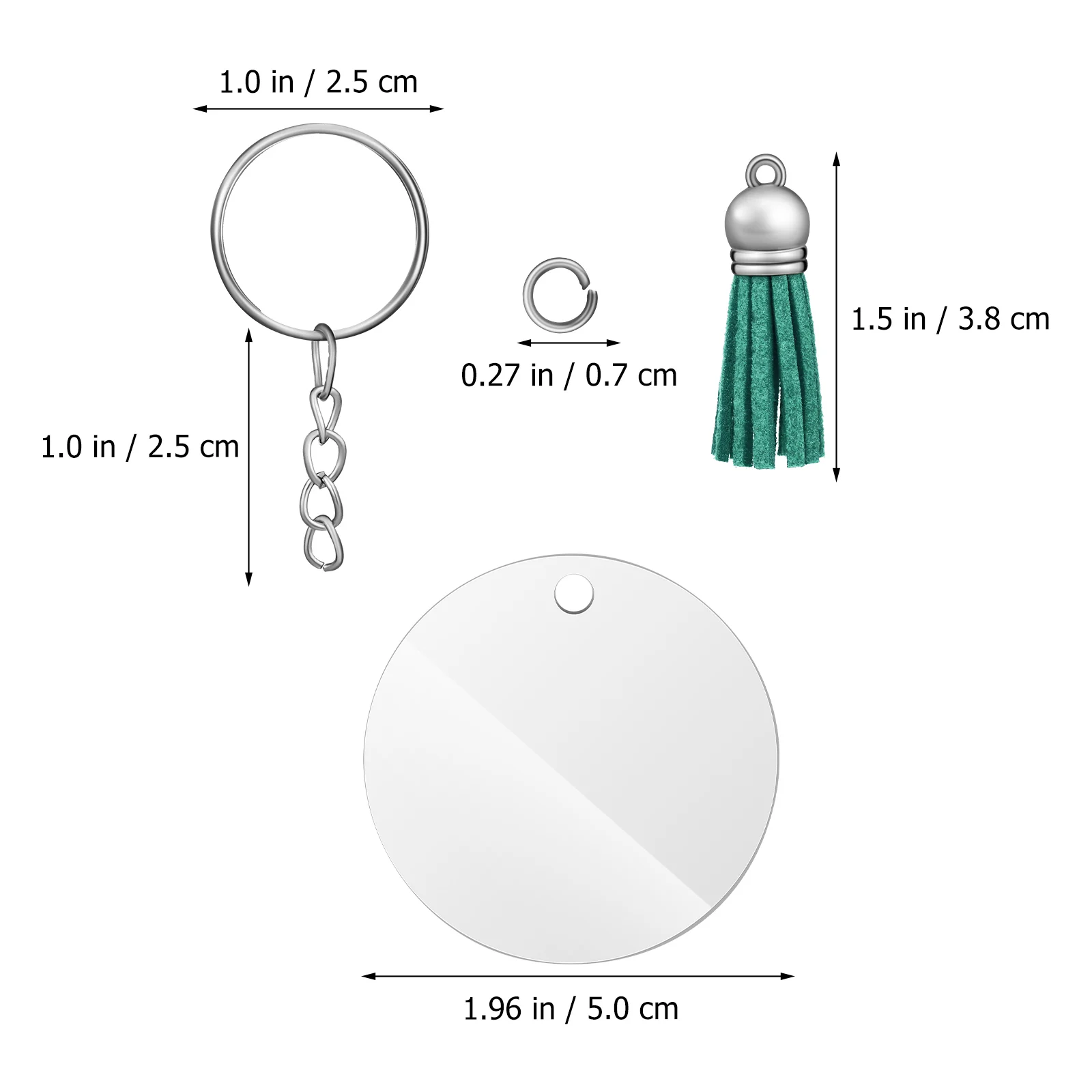 

Acrylic Keychain Set Decorative Blank Keychains Clear Photo Accessories Compact Multi Function Tassel Portable Small Chain