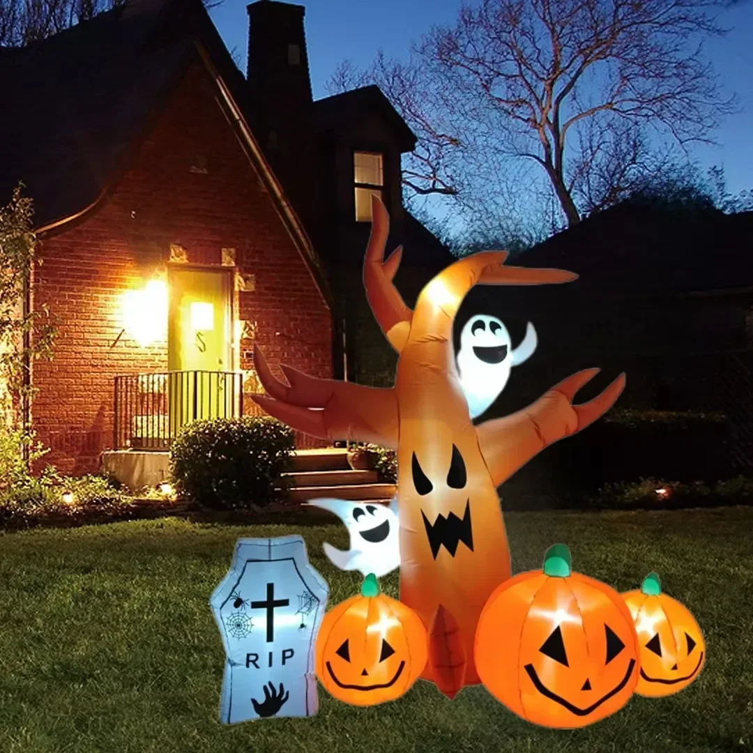 2.4M Halloween Nadmuchiwane Drzewo Horror LED Impreza plenerowa Dekoracja Halloween Dziedziniec Ogród Świecąca Głowa Dyni