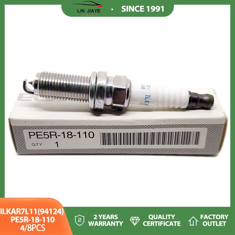 4/8PCS ILKAR7L11(94124) PE5R-18-110 Iridium Spark Plug For Mazda 3 6 CX-3 CX-5 MX-5 2.0/2.5L Miata PE5R18110 ILKAR7L11 94124