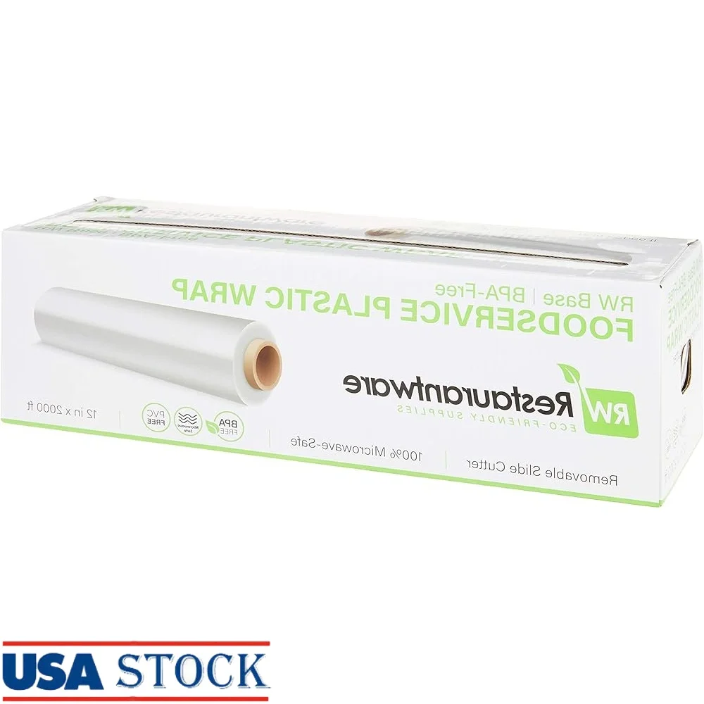 

Microwavable Cling Wrap 12 Inch x 2000 Feet Food Plastic Film with Slide Cutter Freshness Seal Kitchen Wrap Leftovers