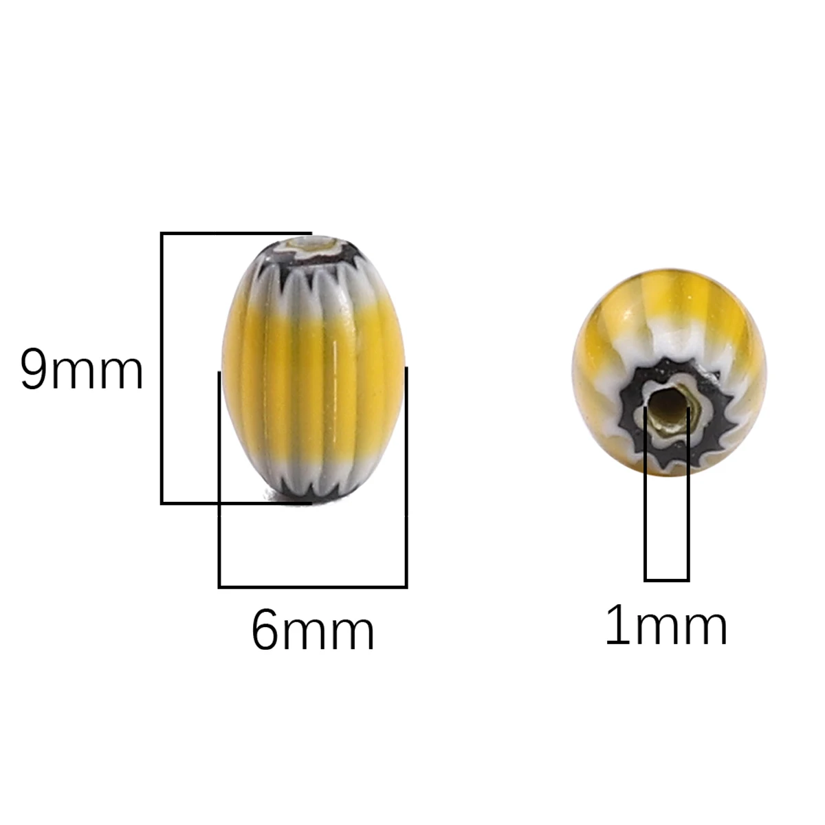 40개 6x9mm 비즈 유리 램프워크 루즈 비즈 수제 빈티지 타원형 비즈 DIY 보석 만들기 목걸이 팔찌 액세서리