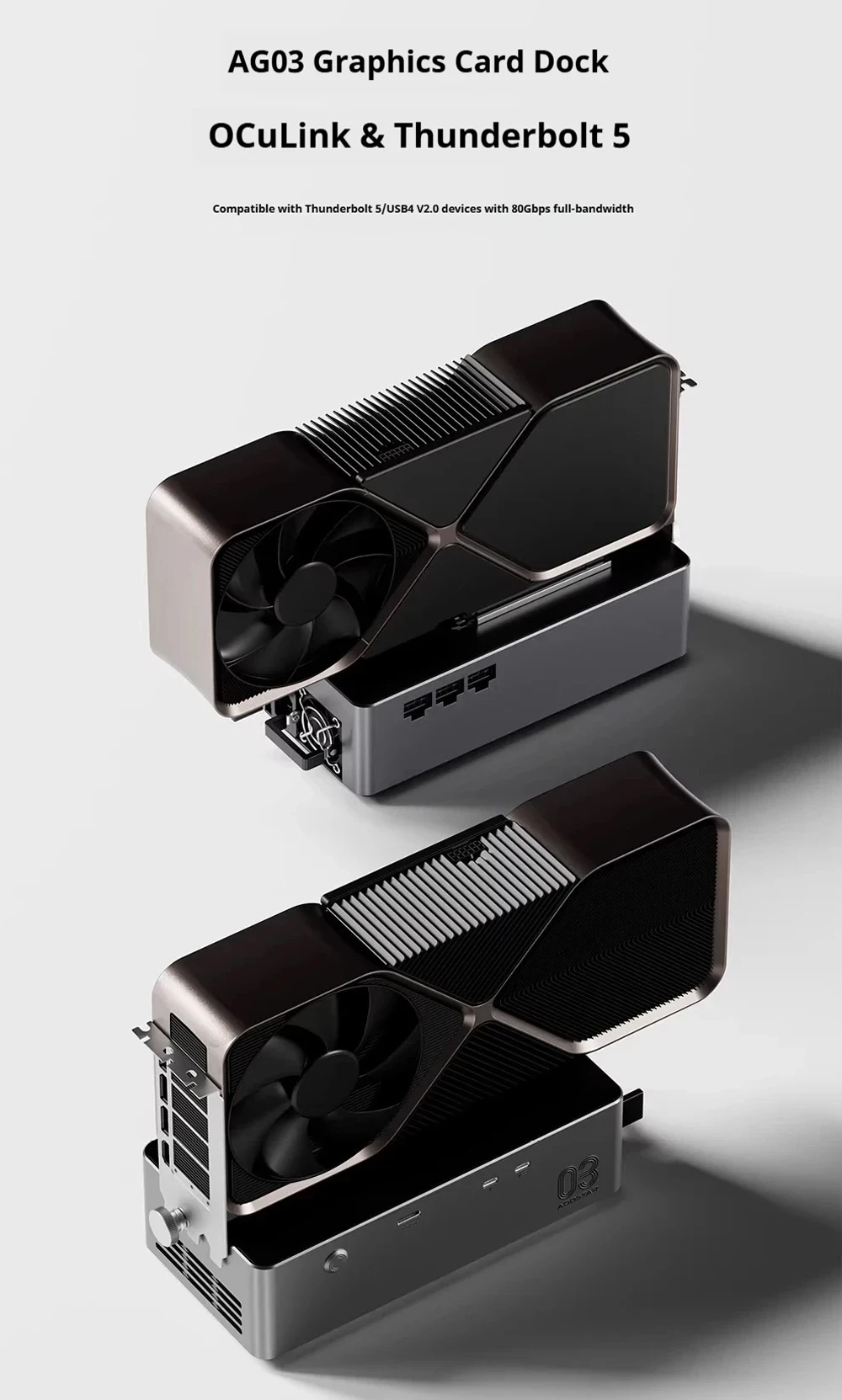 AOOSTAR AG03 Docking Station OCulink con Porte USB4 v2.0 Compatibile con Thunderbolt 5, Ricarica Inversa 140W, 80Gbps per Mini PC