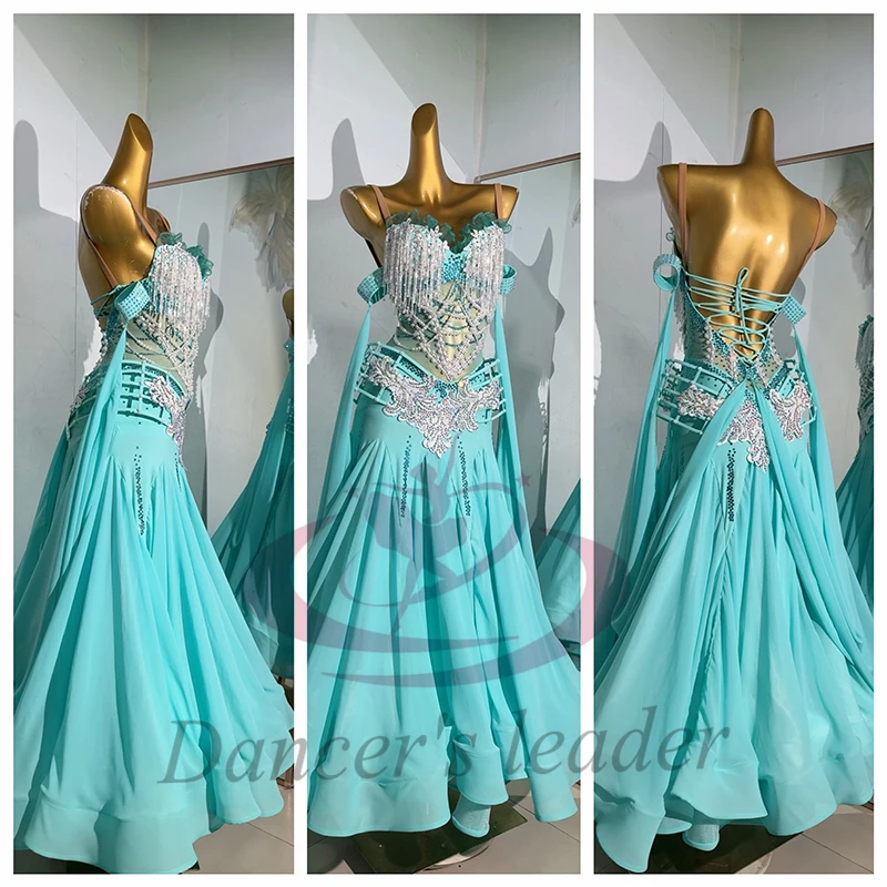 

Latin Dance Costume AB Stone Female Adult Children High-End Customized Crystal Modern Tassel Samba Performance Dress