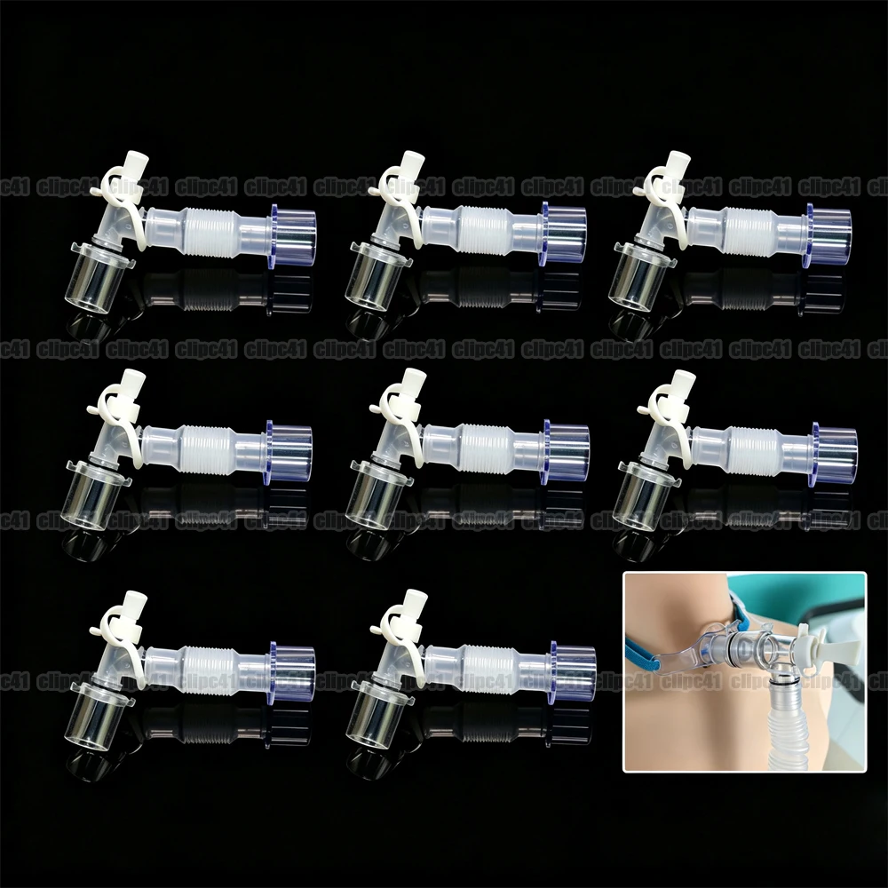 1-10Pc Anesthesia Breathing Circuit Extension Tube Disposable Medical Gas Line with L-Shaped Swivel Connector for Ventilator/ICU