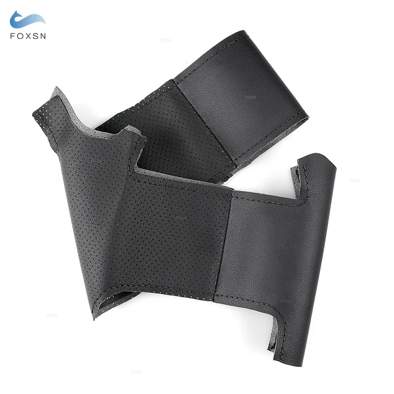 Car-styling Black Perforated Microfiber Leather DIY Hand-stitched Steering Wheel Cover Trim For Peugeot 307 CC 407 SW 2004- 2009