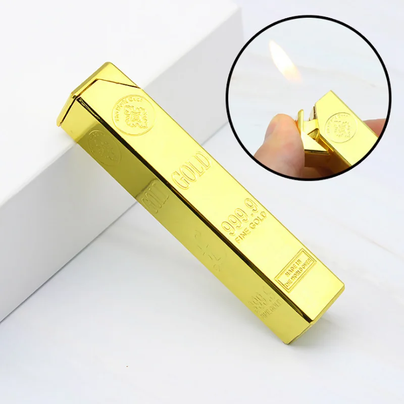 

Gold Bar Torch Lighter Free Fire Butane Gas Smoke Pipe Lighter Inflated Cigarette Cigar Lighter Gadget for Man