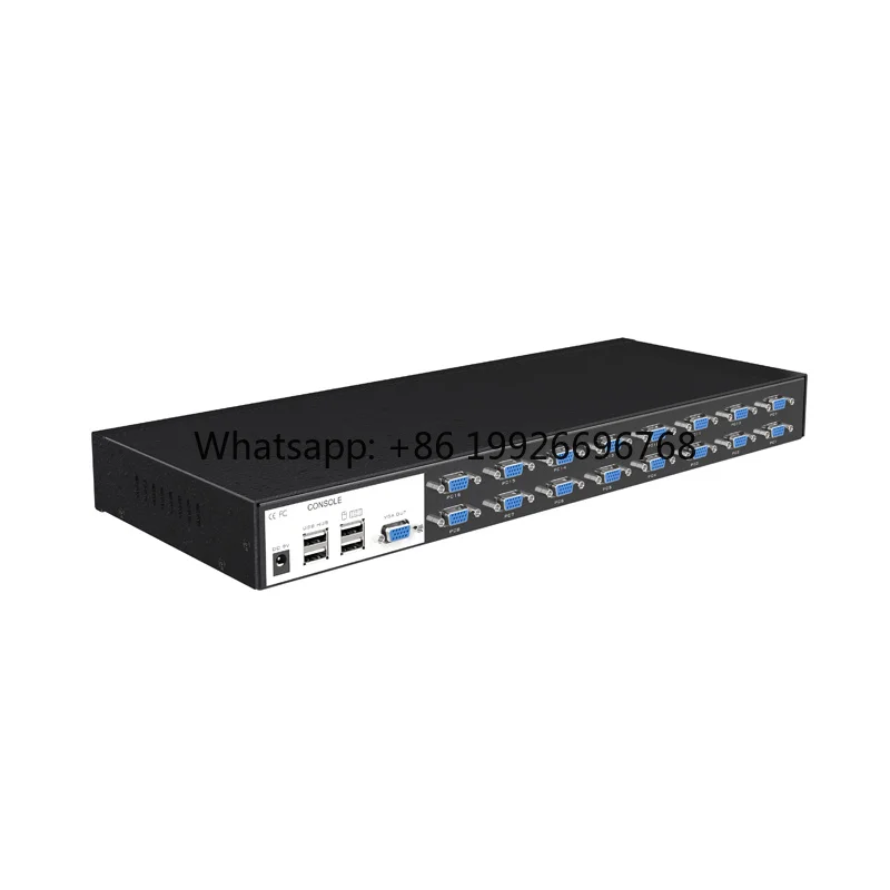 Video 16 Port USB 2.0  VGA KVM Switcher + Cables,  Rackmount VGA USB KVM Switch 16 in 1 Out
