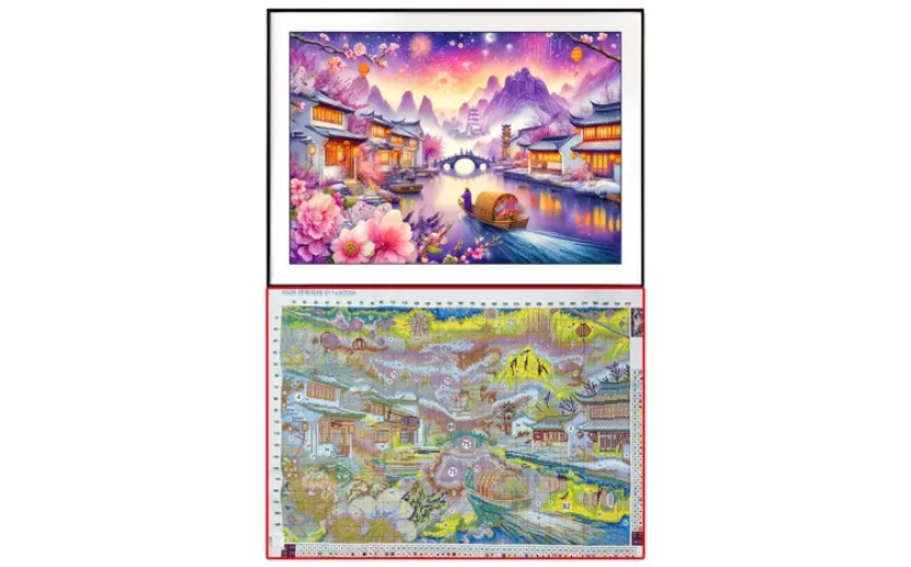 Imagem -02 - Estilo Chinês Impresso Kits de Ponto Cruz Conjunto Bordado Decoração Artesanato Bordado Noite Faça Você Mesmo 9ct 70x100cm