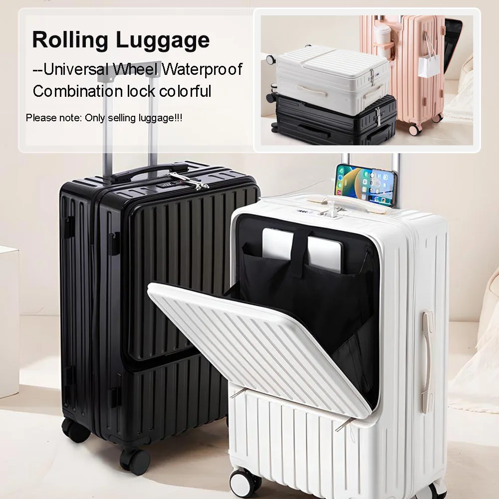 

Travel Suitcase Wide Handle 20 Inch Luggage With Hook Bag Umbrella Hanging Combination lock Safety Universal Roller Luggages