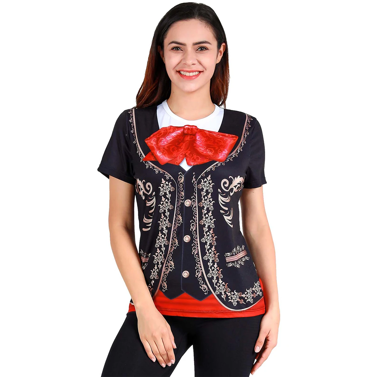 Women Mariachi T Shirts Graphic Short Sleeve Mexican Fiesta Costume Musicial Festival Halloween Mexico Theme Party Celebrating