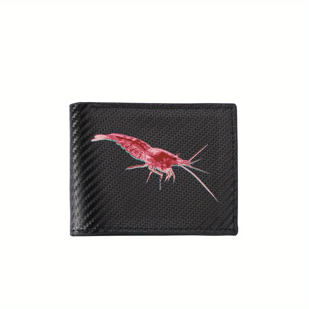 Shrimp body,antenna,eye,black background Men's Wallets Simple Business Modern Stylish Printing Design Gifts For Father Boyfriend