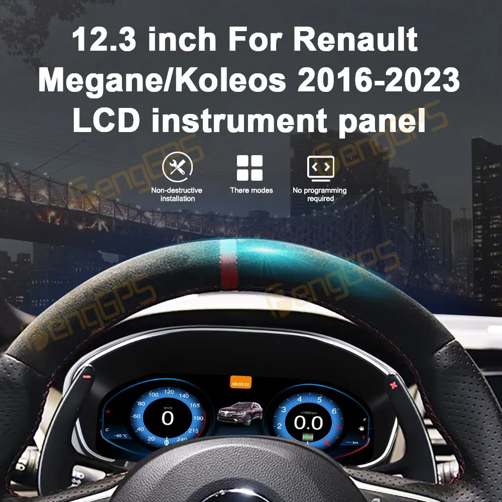 For Renault Megane Koleos 2016-2023 Car LCD Dashboard Digital Cluster Virtual Cockpit Instrument Speedometer Multifunctional