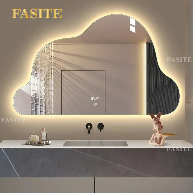 For Bathroom Wall Mirror Smart Cloud Shaped Dresser Entrance Washstand Home Decor Internet Celebrity Style Modern Design