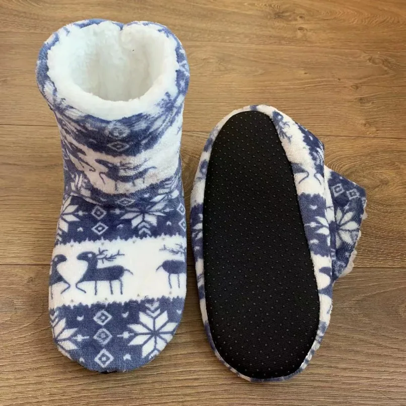 Slipper Womens Home House Fluffy Winter Warm Christmas Gift Elk Fur Contton Plush Grip Sole Female Indoor Room Shoes Boots Men - Image 3