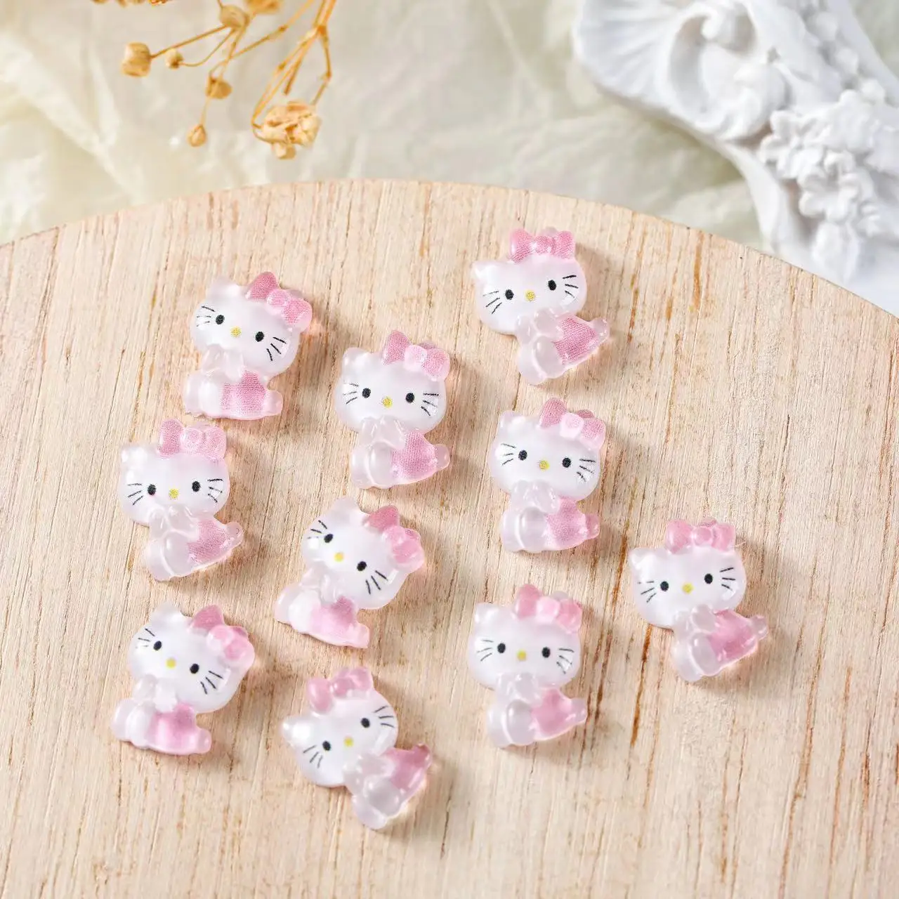 30pcs Colorful Resin Glitter Mini Crystal Cute Bowknot Cat Nail Flatback Rhinestone Appliques DIY Scrapbook Decor Accessories