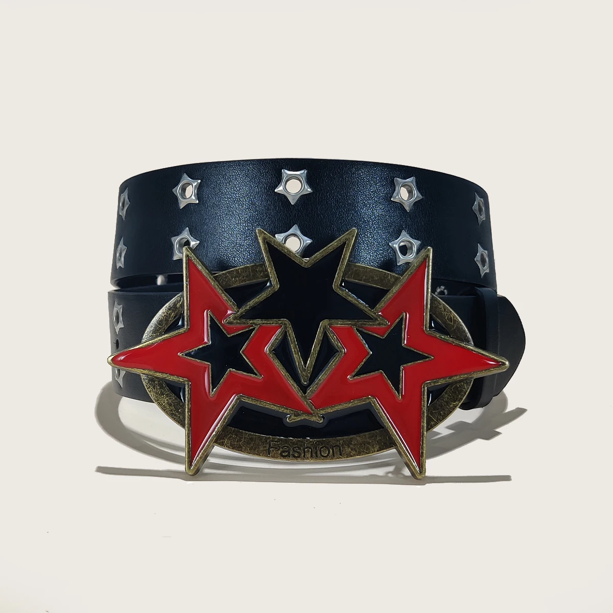 Heren Y2K Punk Mode Rode Zespuntige Ster Gesp Gothic Accessoires Veelzijdige Jeans Lederen Riem voor Vrouw Brede Plus size Riem