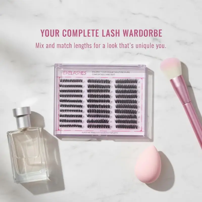 @*30PCS Cluster Lash Extensions 8-16mm Mixed Fluffy Soft Thick 60D 80D 100D False Eyelashes for Party Use