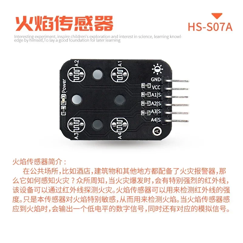 Sensor de llama Módulo de detección de fuente de fuego Receptor infrarrojo adecuado para placa de desarrollo de kit Arduino (4 cables)