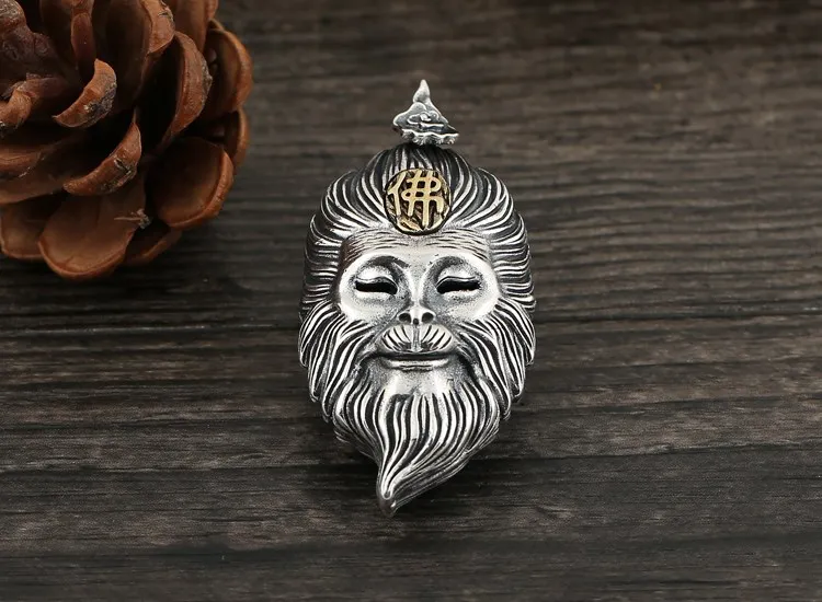 Sterling silver domineering Sun Wukong men's pendant retro Thai silver S925 Sterling silver Qi Tian Da Sheng Good Evil One Mindf