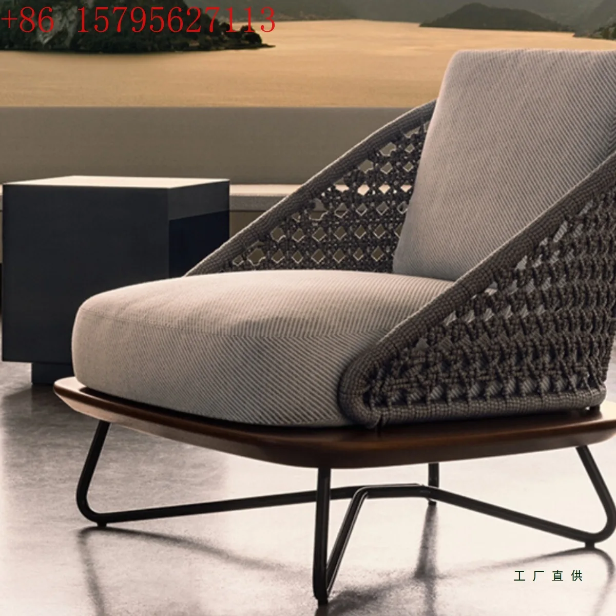 

Скандинавская уличная терраса, накладной слой, открытый отдых, балкон, стул из ротанга, набор из трех предметов, садовый двор, диван из ротанга