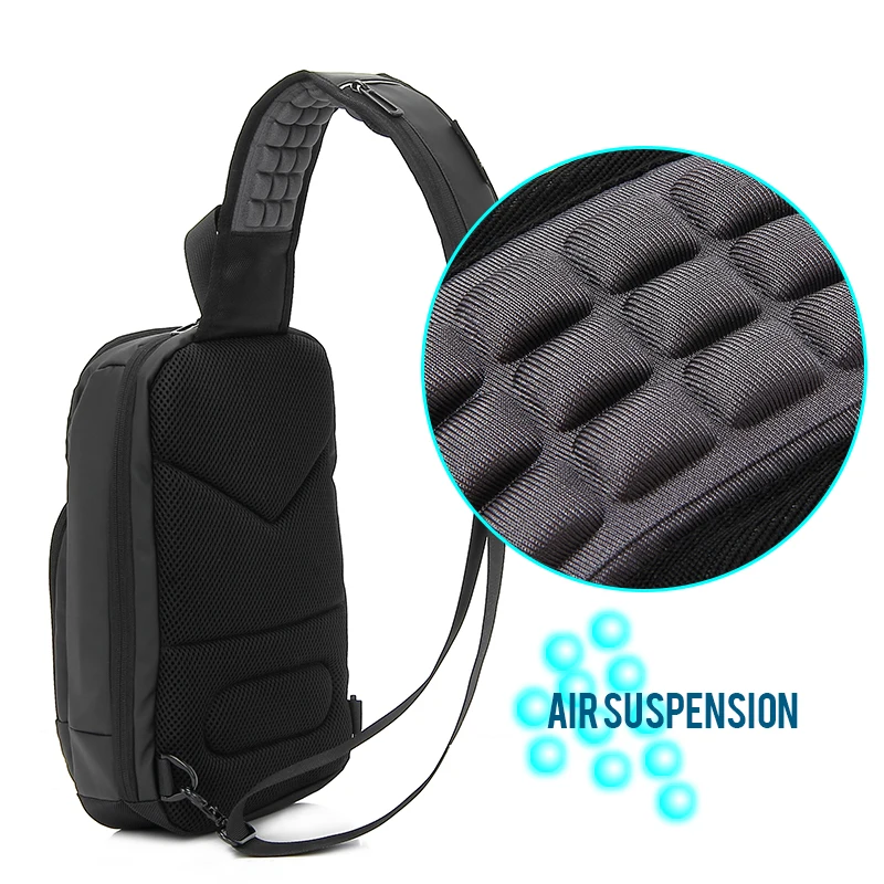 KINGSLONG-Bolsa Multifuncional de Peito com Porta USB para Homens, Impermeável, Versátil, Esportes, Viagem, Um Ombro, 13.78\