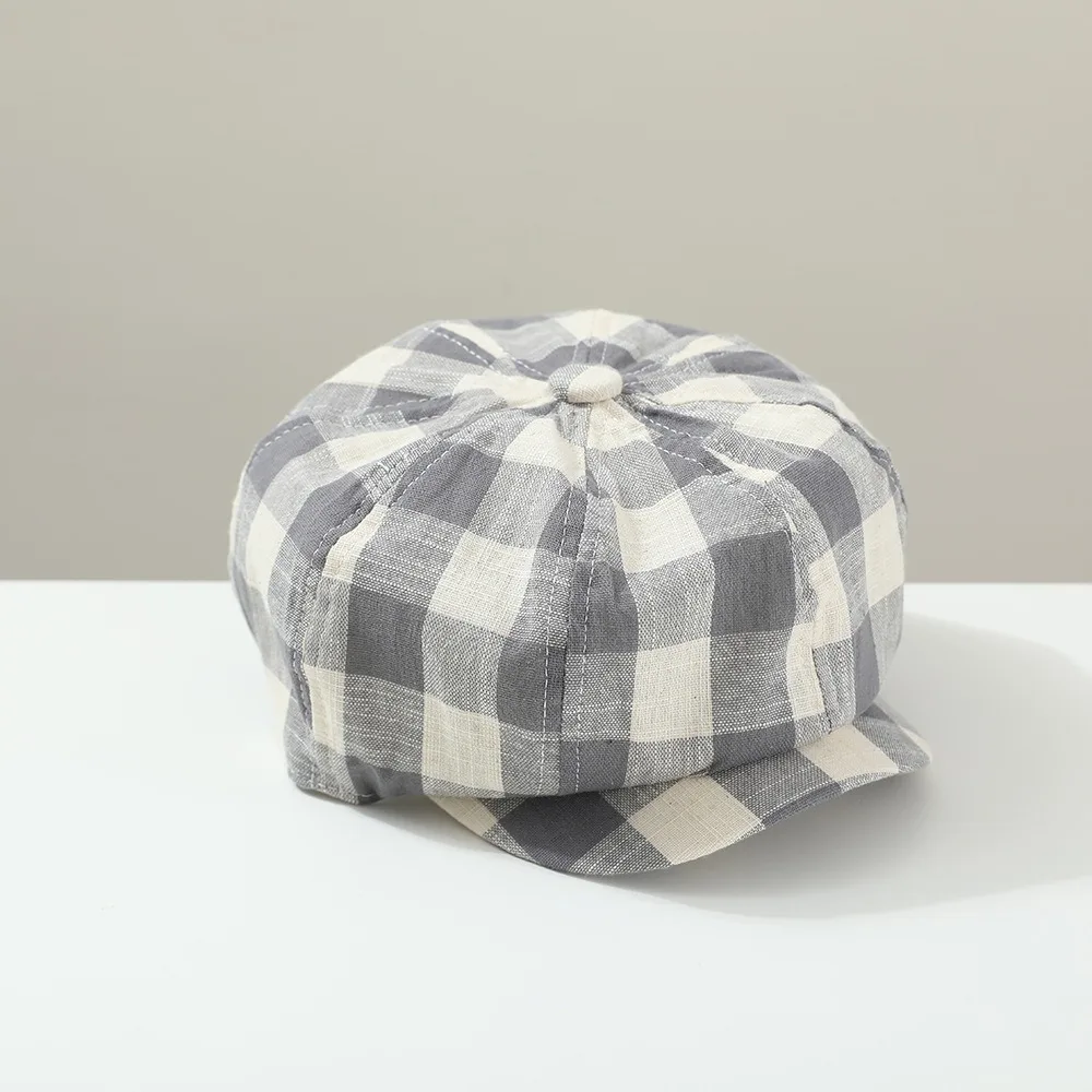 

Fashion Plaid Newsboy Cap Vintage Korean Children's Beret Outdoor Retro Peaked Caps Boys Girls