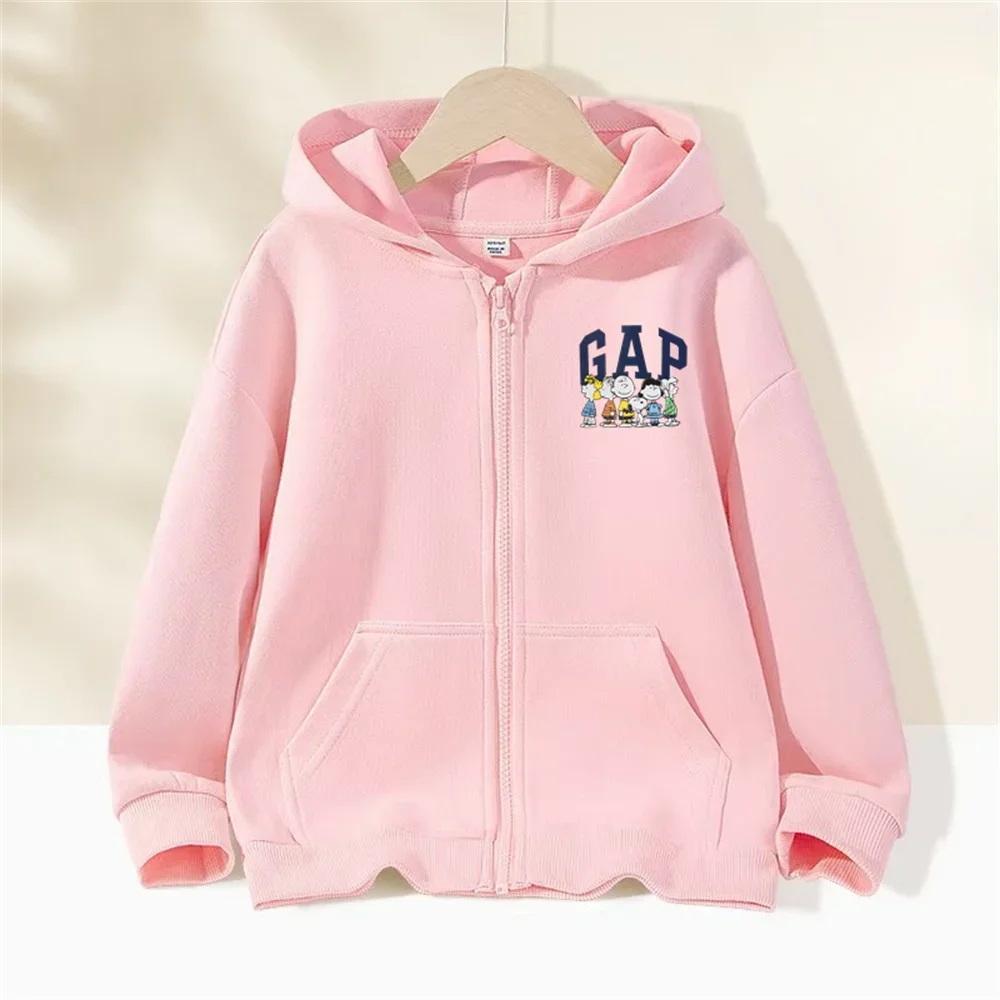 ربيع الأطفال في الهواء الطلق جديد الرياضة الشباب عادية مريحة سترة سستة فاخرة G-A-P مطبوعة جيب هوديي 3-14 سنة