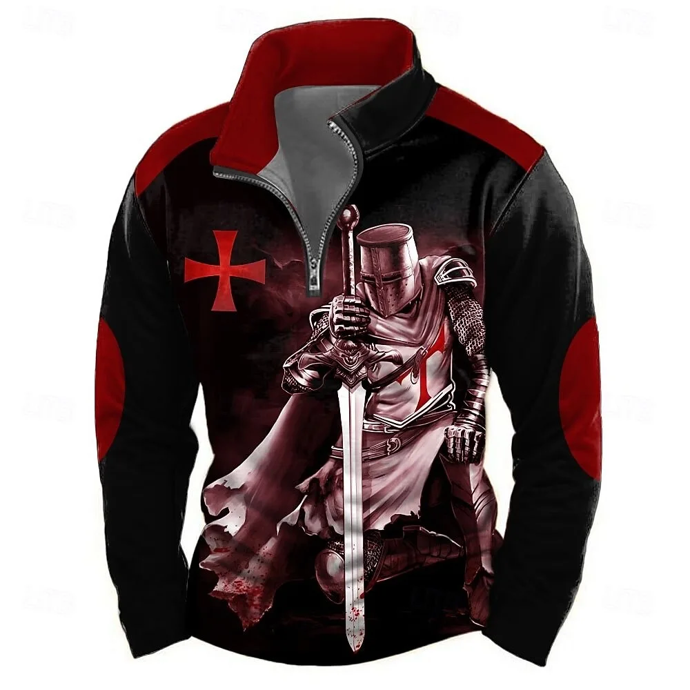 Colorful Plaid Print Half Zip Long Sleeve Top Autumn Winter Men's Stand Collar Sweatshirts  Casual Men Clothing Fashion Pullover