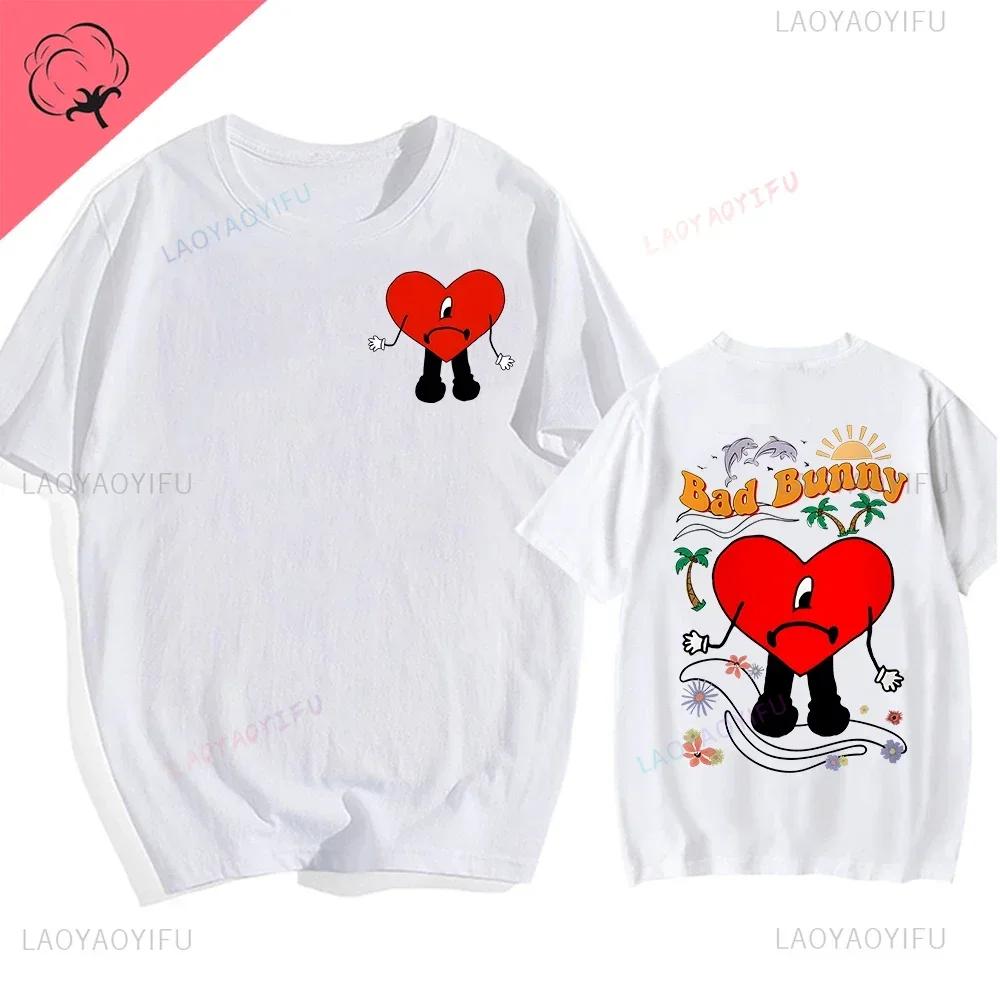 VERANO SIN TI cartoon Harajuku printed T-shirt for men and women Juice worlldd Bad Bunnnyy Hip-hop short-sleeved crewneck top